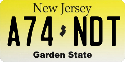 NJ license plate A74NDT