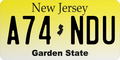 NJ license plate A74NDU