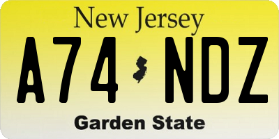 NJ license plate A74NDZ