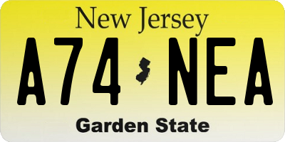 NJ license plate A74NEA