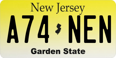 NJ license plate A74NEN