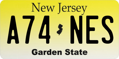 NJ license plate A74NES