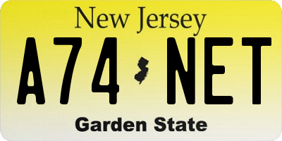 NJ license plate A74NET