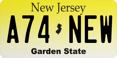 NJ license plate A74NEW