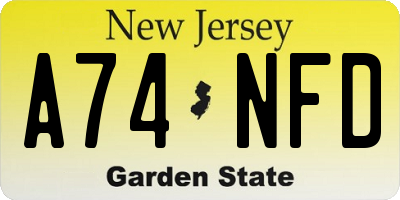 NJ license plate A74NFD