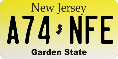 NJ license plate A74NFE
