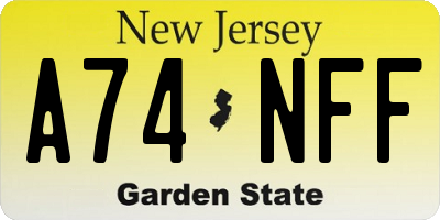 NJ license plate A74NFF