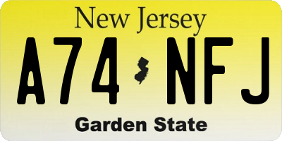 NJ license plate A74NFJ