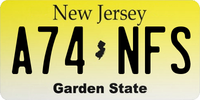 NJ license plate A74NFS