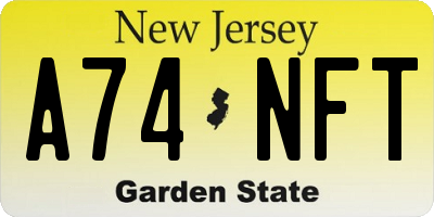 NJ license plate A74NFT