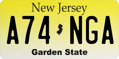 NJ license plate A74NGA