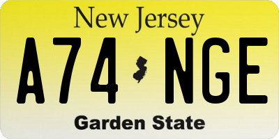 NJ license plate A74NGE
