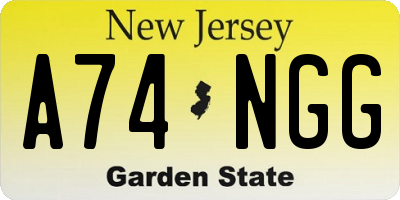 NJ license plate A74NGG