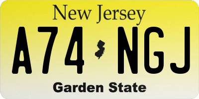 NJ license plate A74NGJ