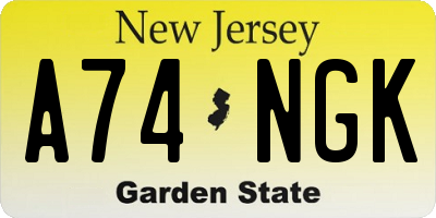 NJ license plate A74NGK