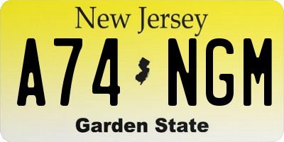 NJ license plate A74NGM