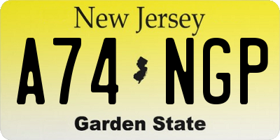 NJ license plate A74NGP