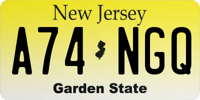 NJ license plate A74NGQ