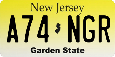 NJ license plate A74NGR