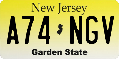 NJ license plate A74NGV