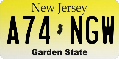 NJ license plate A74NGW