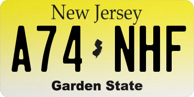 NJ license plate A74NHF