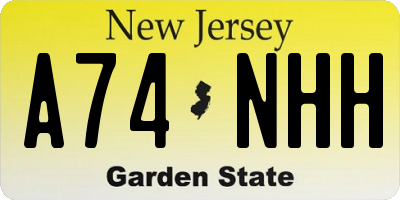 NJ license plate A74NHH