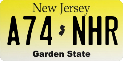 NJ license plate A74NHR