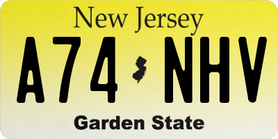 NJ license plate A74NHV
