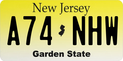 NJ license plate A74NHW