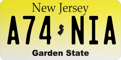 NJ license plate A74NIA