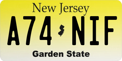 NJ license plate A74NIF