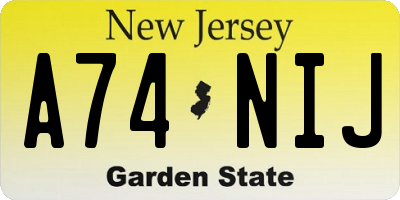 NJ license plate A74NIJ
