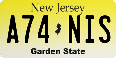 NJ license plate A74NIS