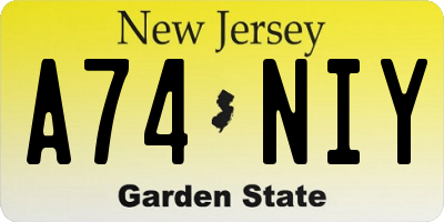 NJ license plate A74NIY