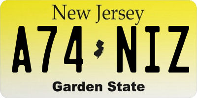 NJ license plate A74NIZ