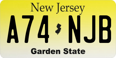 NJ license plate A74NJB