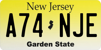 NJ license plate A74NJE