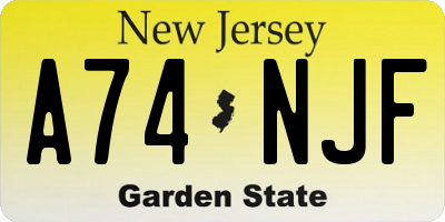 NJ license plate A74NJF