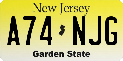 NJ license plate A74NJG