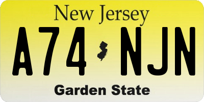 NJ license plate A74NJN