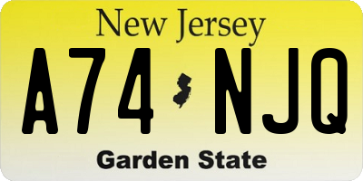 NJ license plate A74NJQ