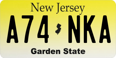 NJ license plate A74NKA