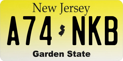 NJ license plate A74NKB