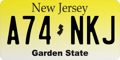 NJ license plate A74NKJ