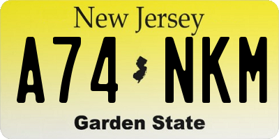NJ license plate A74NKM