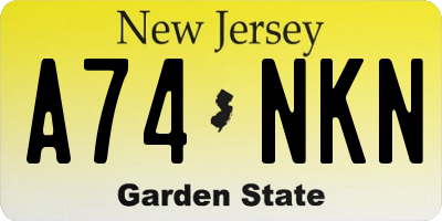NJ license plate A74NKN