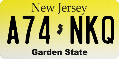 NJ license plate A74NKQ
