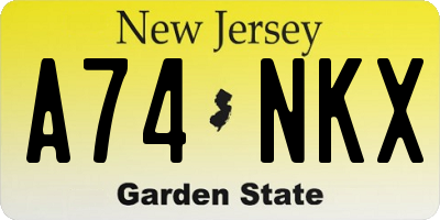 NJ license plate A74NKX