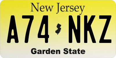 NJ license plate A74NKZ